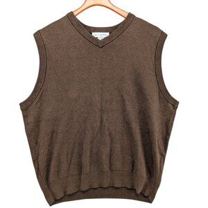 Vtg Cypress Links Sweater Vest Mens Brown Cotton V Neck Pullover Size L